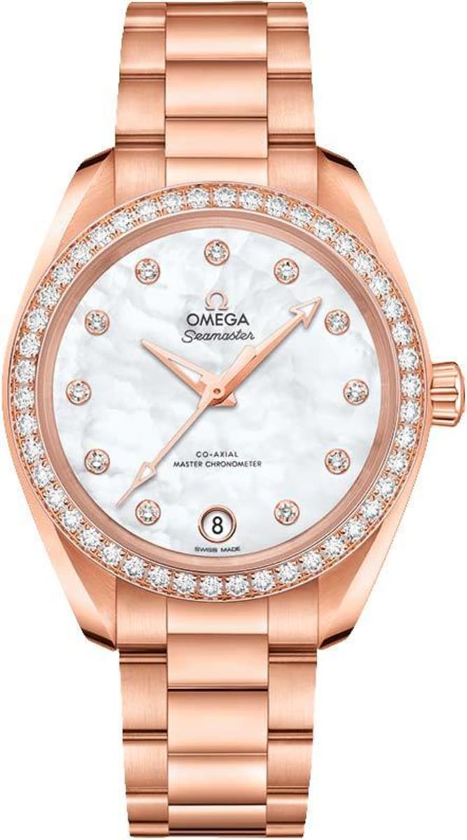 omega rose gold watch womens