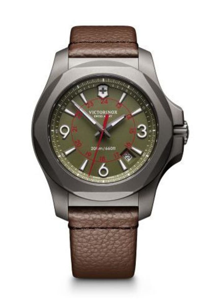 Victorinox Swiss Army I.N.O.X. Titanium Green Dial Brown Leather 