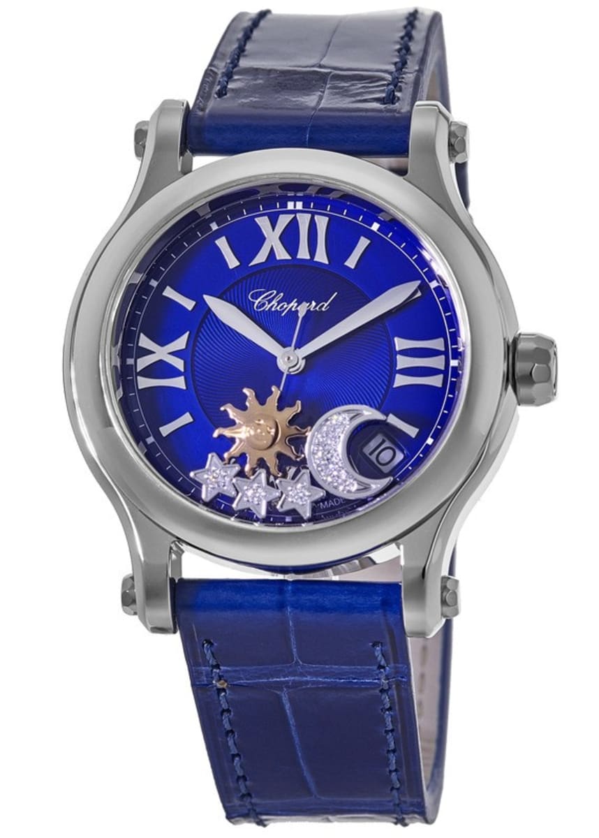 Chopard Happy Stars Blue Dial Blue Leather Strap Women's Watch 