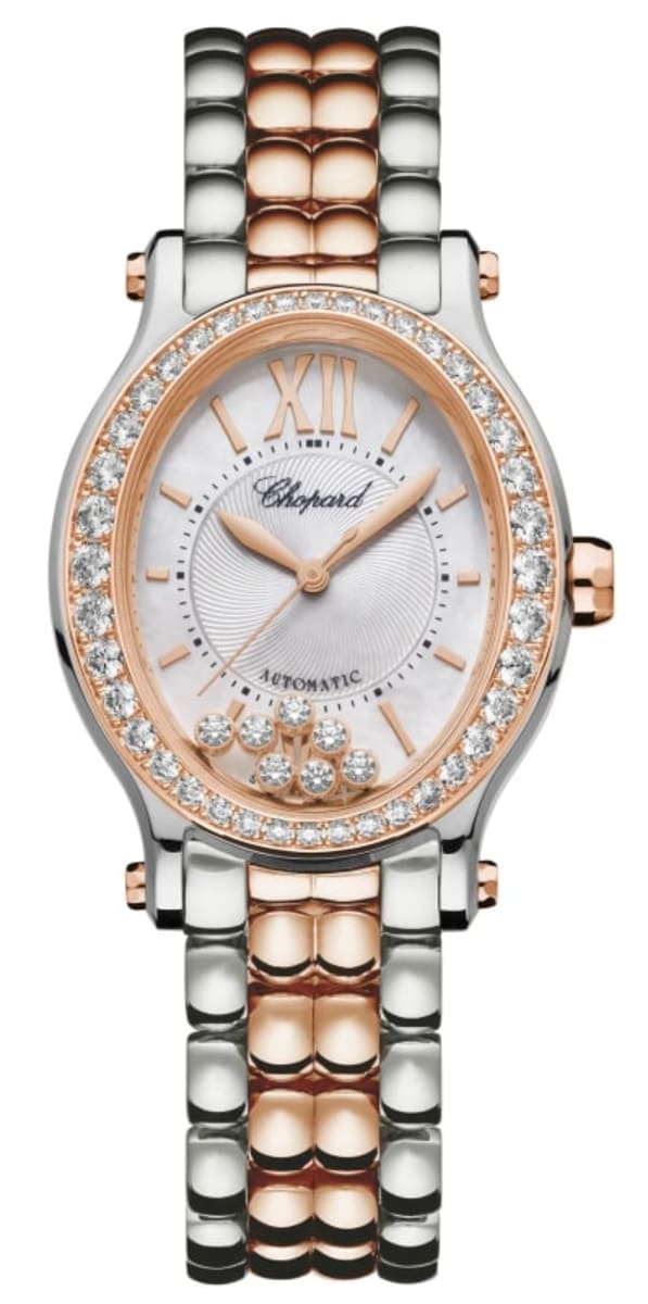 Chopard Happy Sport Oval 7 Floating Diamonds Silver Dial Diamond Rose ...