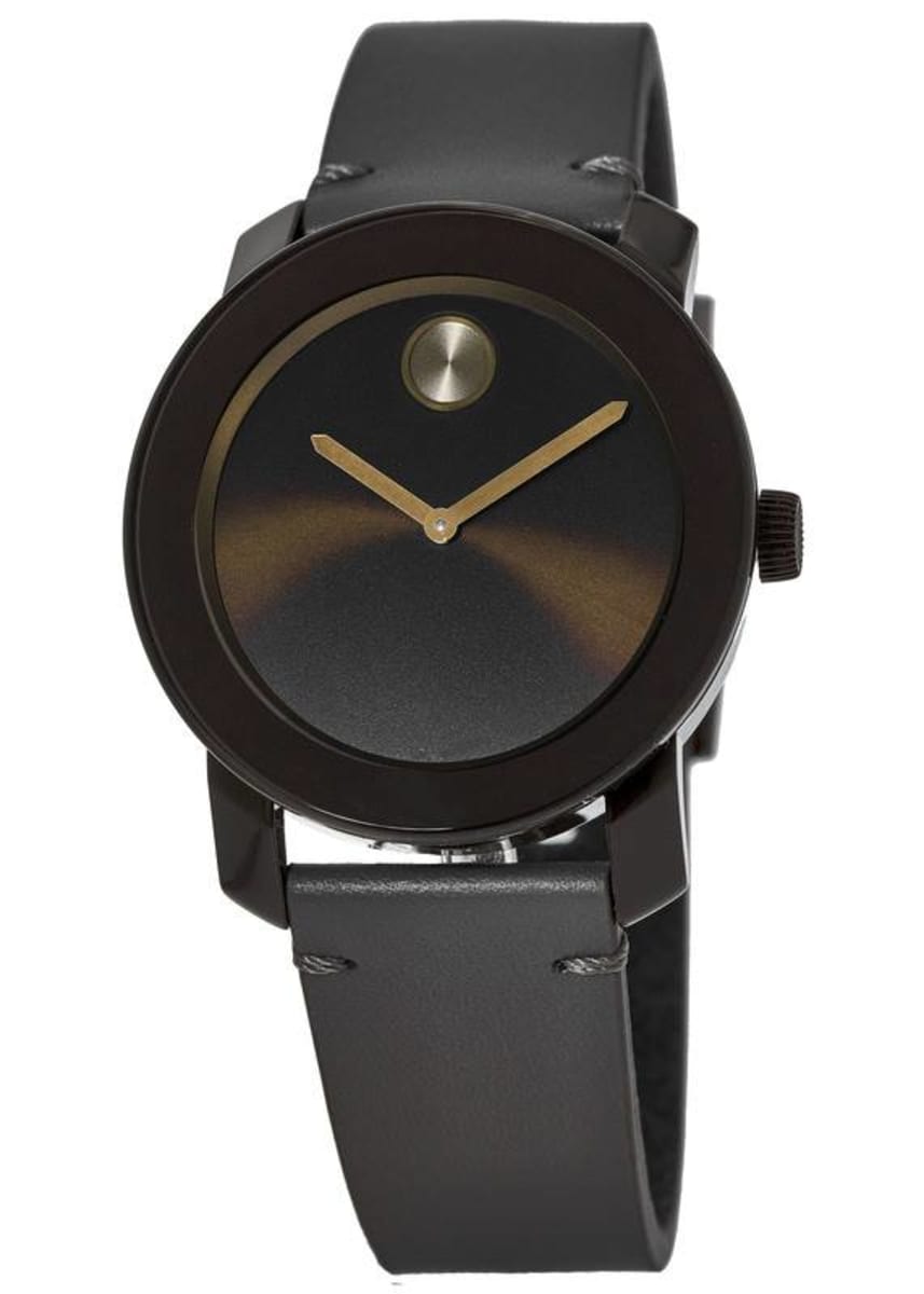 Movado Bold Brown Dial Grey Leather Men's Watch 3600455