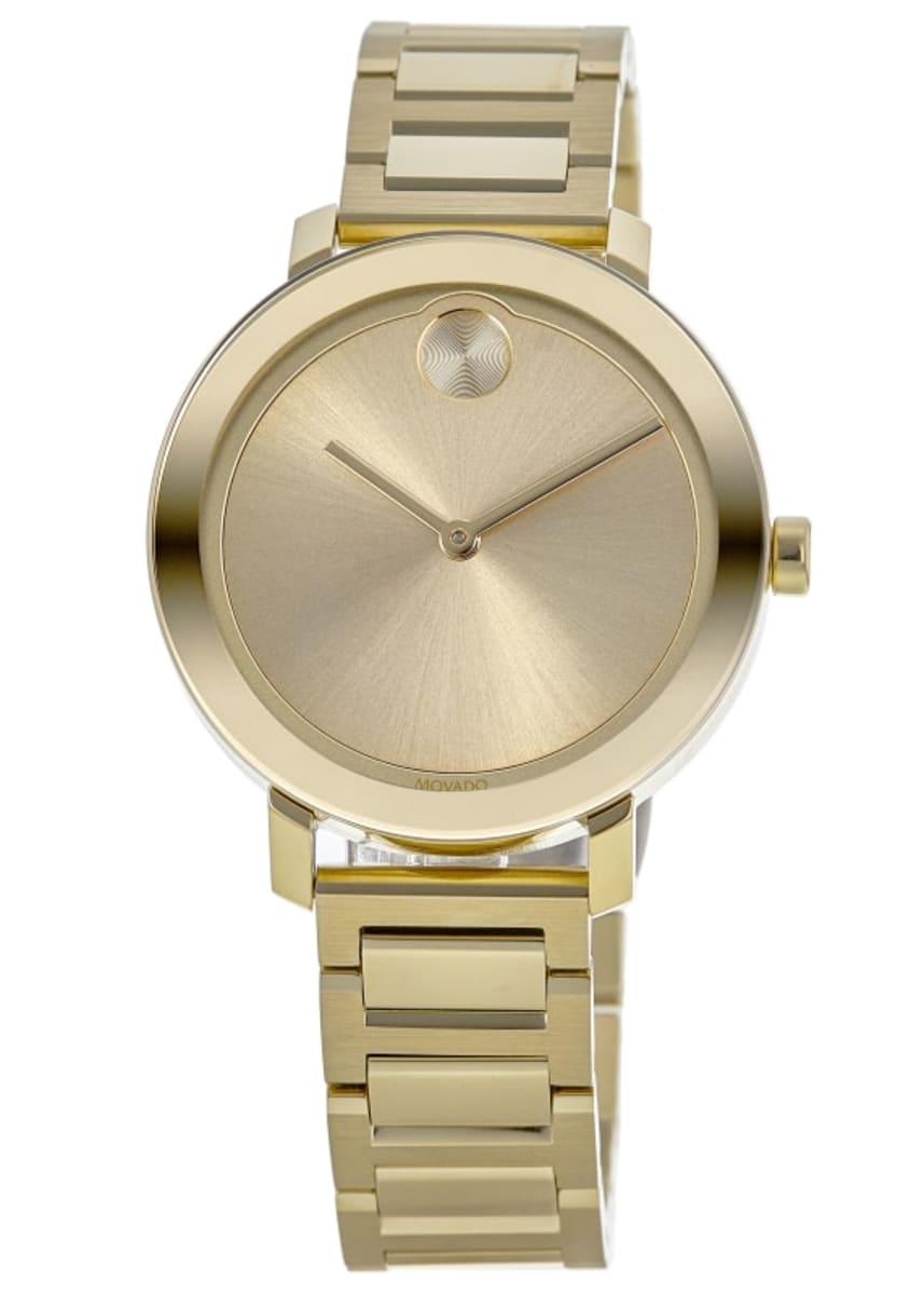 Movado Bold Evolution Gold Dial Gold Plated Stainless Steel Women's ...
