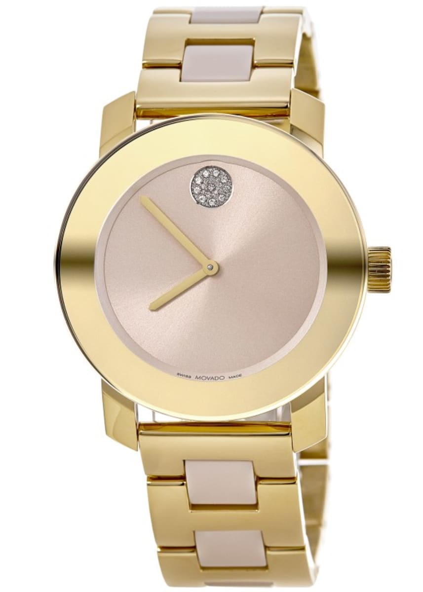 Movado Bold Ceramic Gold Tone Steel 36mm Women's Watch 3600800