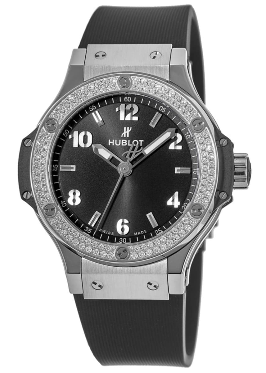 Hublot Big Bang 38mm Black Dial Diamond Rubber Strap Women's Watch 361 .SX.1270.RX.1104