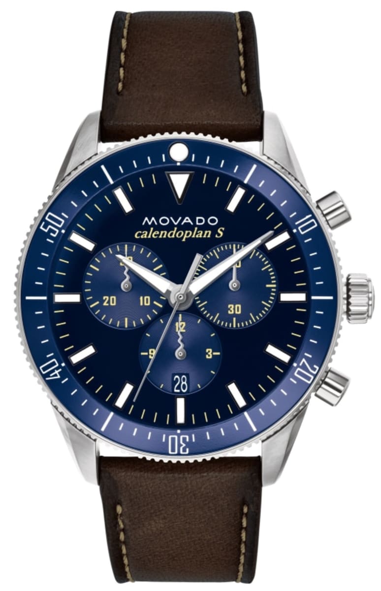 Men's Heritage Chronograph Leather Blue Dial Watch