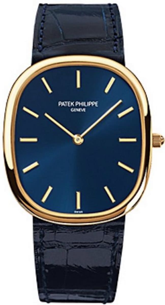 Patek Philippe Golden Ellipse Yellow Gold Blue Dial Mens Watch 3738