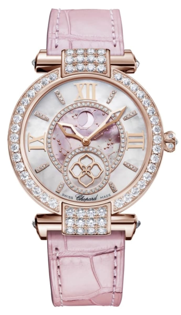 Chopard Imperiale Moonphase Pink Mother of Pearl Dial Diamond Leather ...