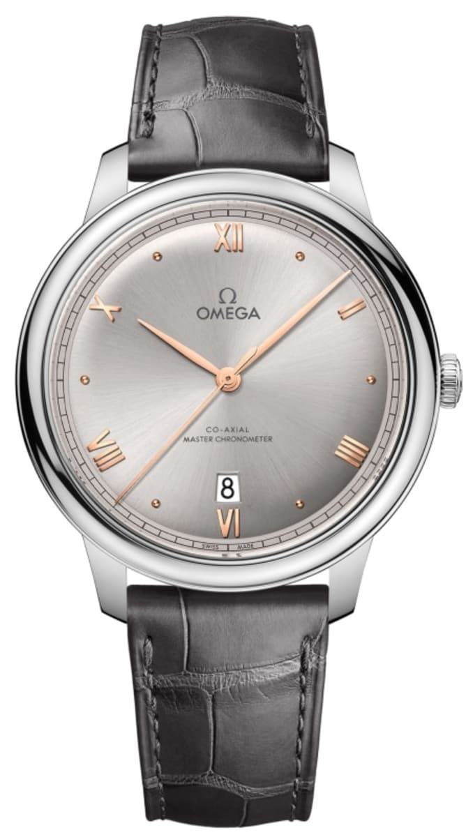 Omega De Ville Prestige Co-Axial Master Chronometer 40mm Grey Dial Leather  Strap Men's Watch 434.13.40.20.06.001
