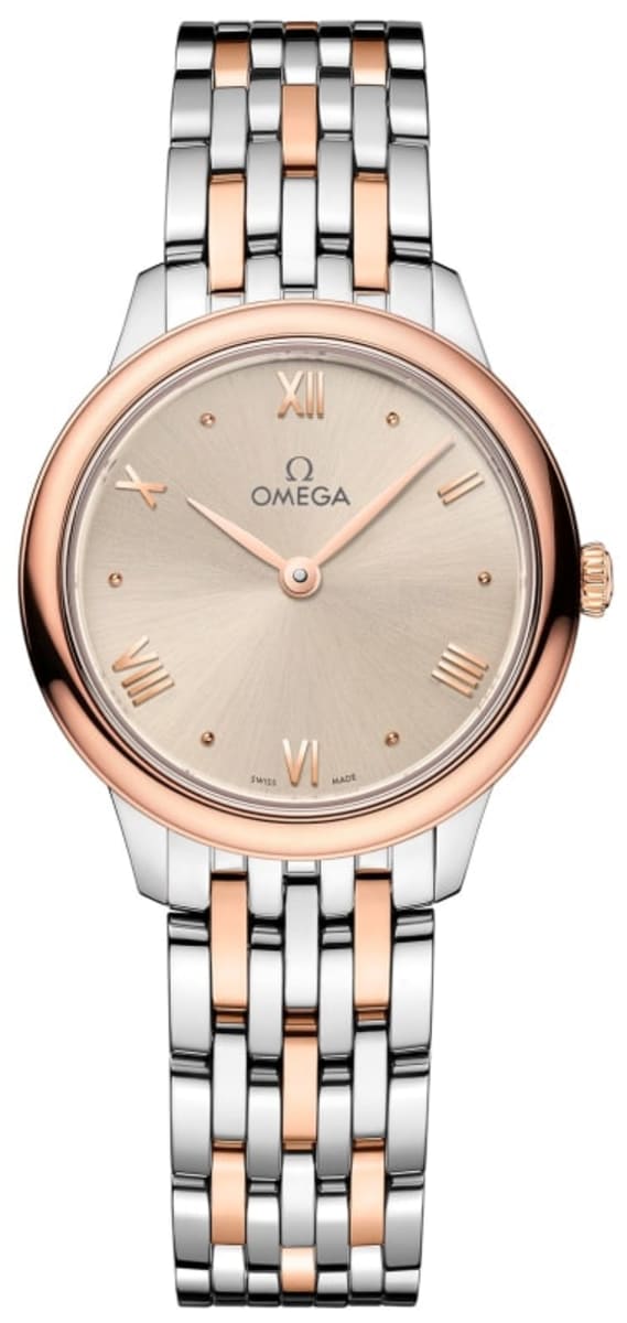 Omega De Ville Prestige Quartz Linen Dial 18K Rose Gold