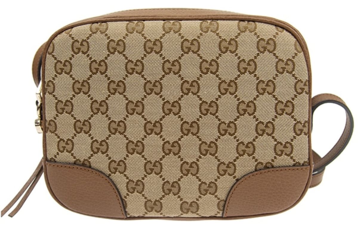 New Gucci Beige Brown Canvas Leather GG Supreme Messenger Crossbody Shoulder  Bag