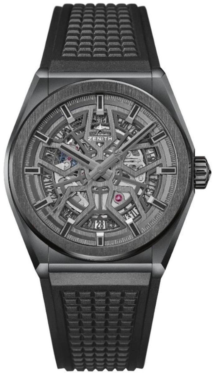 Zenith Defy Classic Skeleton Dial Black Rubber Strap Men's Watch