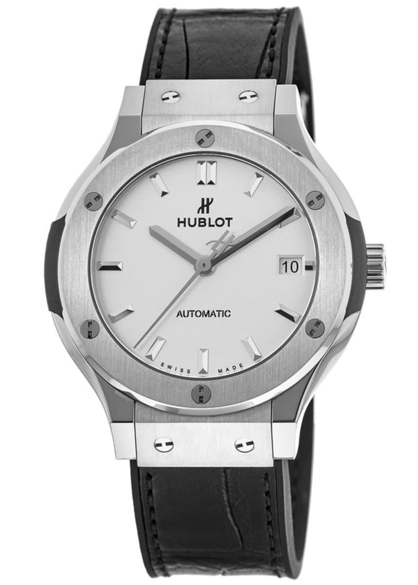 Hublot Classic Fusion Titanium Alligator Strap Black Dial (542.NX