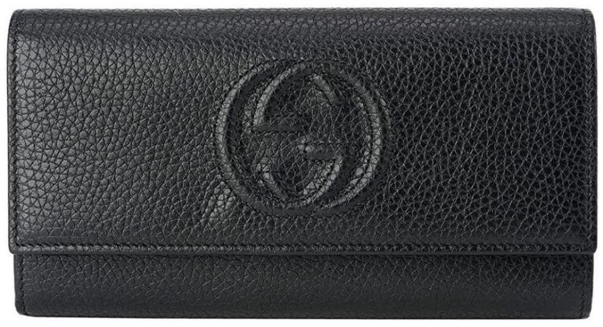 Gucci Black Leather Flap-Closure Women's Wallet 598206 A7M0G 1000