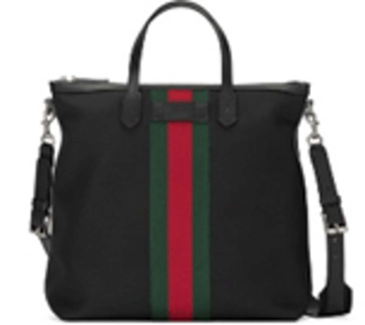 NEW Authentic GUCCI Tote Bag Black Canvas / Real Leather