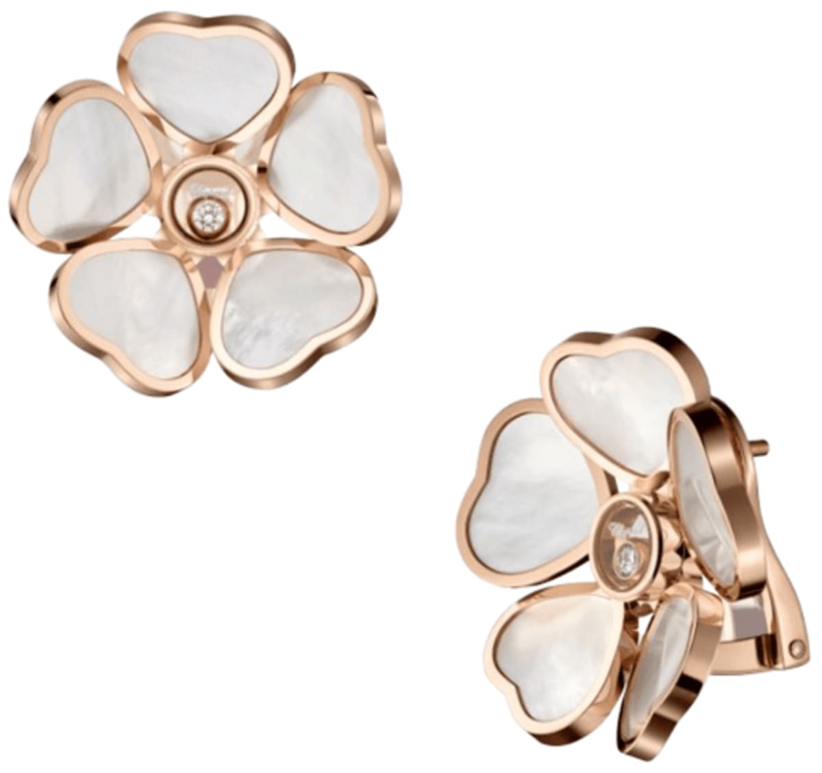 18kt rose gold, diamond Happy Hearts earrings