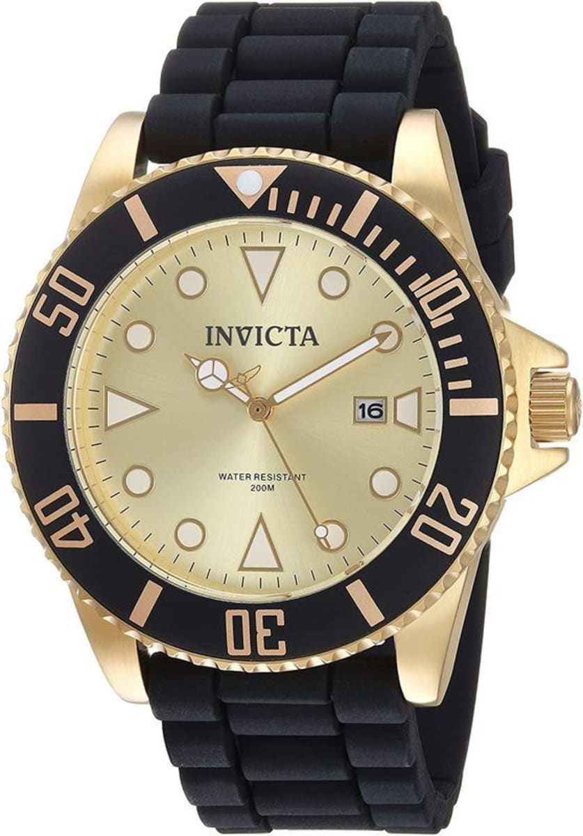 Invicta Pro Diver Gold Dial Silicone Strap Men's Watch 90302