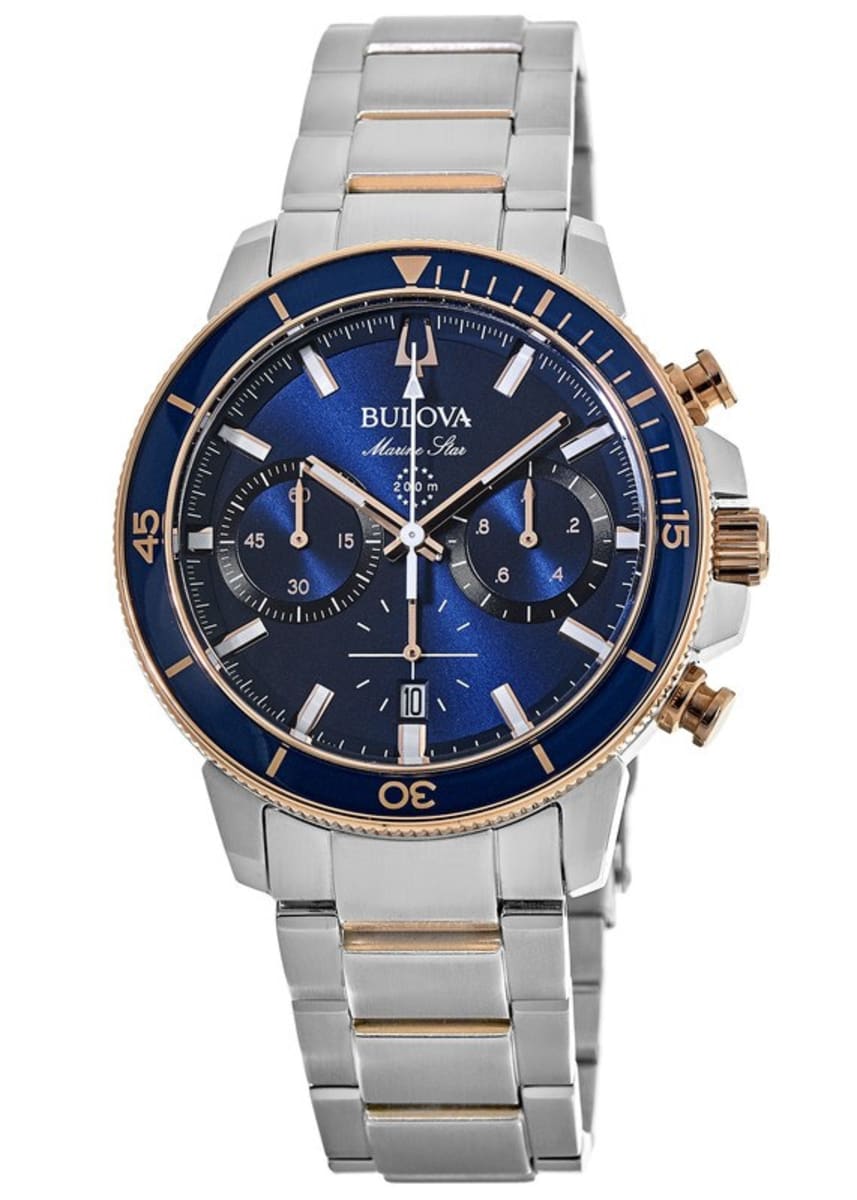 Bulova Marine Star Blue Chronograph Dial Stainless Steel Men's Watch 98B301