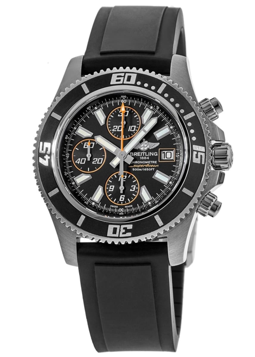 Breitling Superocean Chronograph II Black Dial Rubber Strap Men's