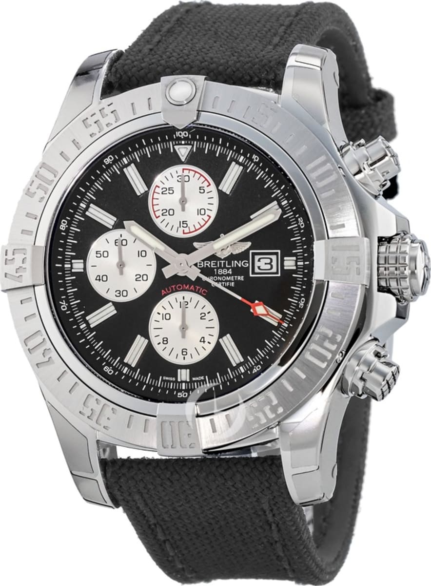 Breitling Avenger Super Avenger II Chronograph Black Dial Fabric