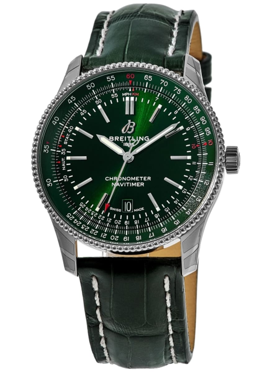 Groen Beheer Rechthoek Breitling Navitimer Automatic 41 Green Dial Leather Strap Men's Watch  A17326361L1P2