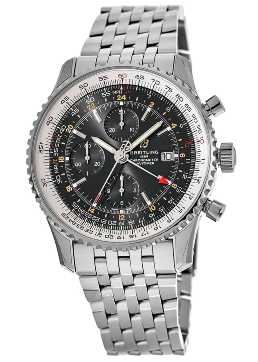Breitling Navitimer Chronograph GMT 46 Automatic Black Dial Steel Men's  Watch A24322121B2A1
