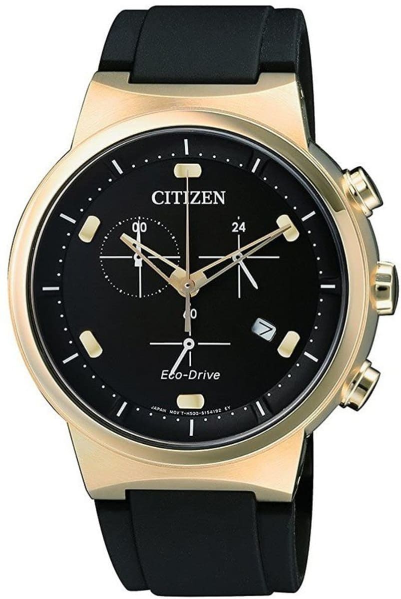 Citizen Eco-Drive Black Chronograph Dial Black Rubber Strap