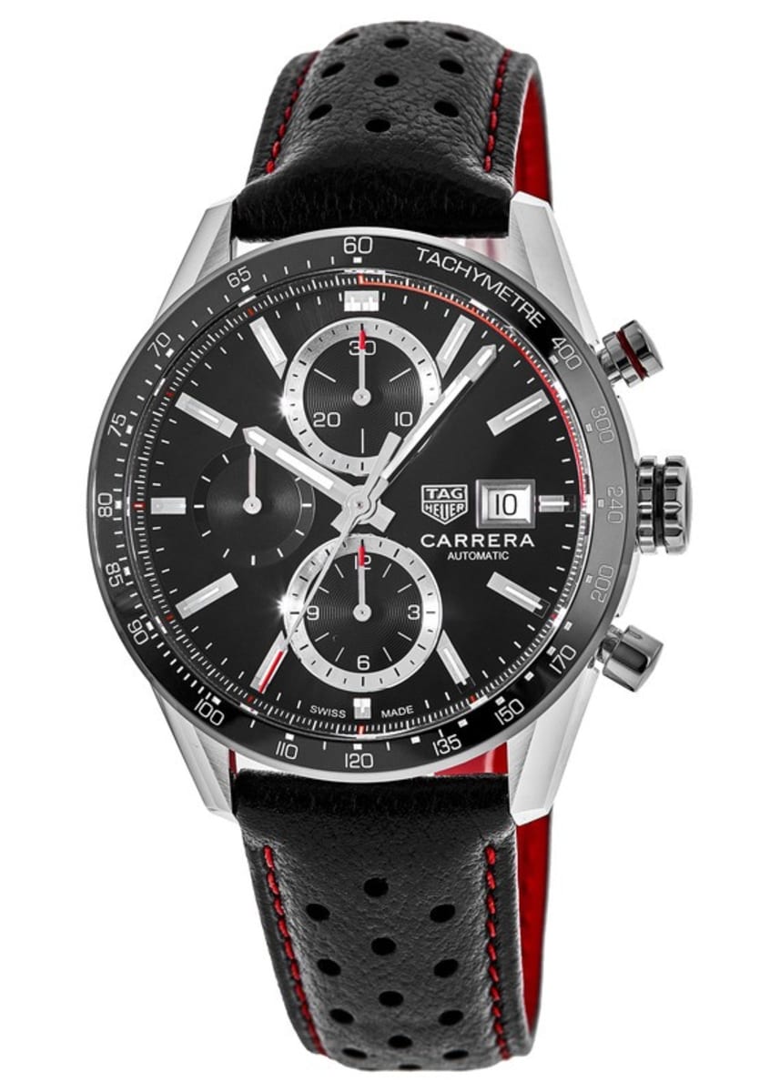 Tag Heuer Carrera Calibre 16 Chronograph Black Dial Leather Strap Men's  Watch CBM2110.FC6454 | WatchMaxx.com