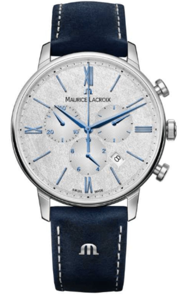 Lacroix Chronograph Leather Strap Eliros Maurice Dial EL1098-SS001-114-1 Silver Watch Men\'s