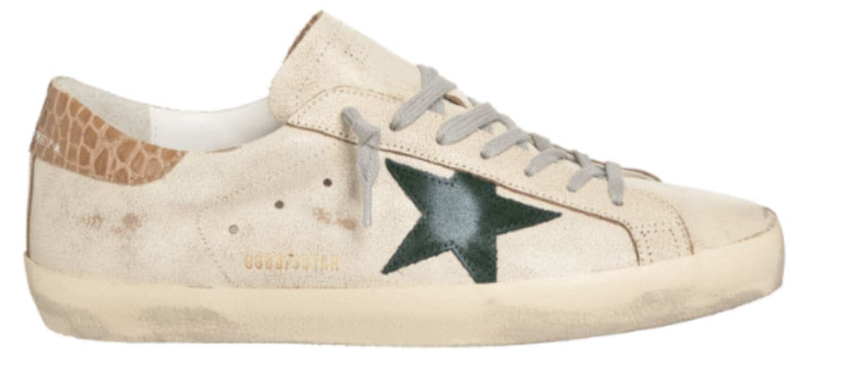 Golden Goose Superstar Green Star and Brown Croc Heel Tab Men's ...