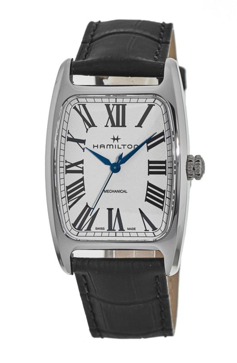 Hamilton Boulton Mechanical White Dial Black Leather Strap Men's Watch  H13519711