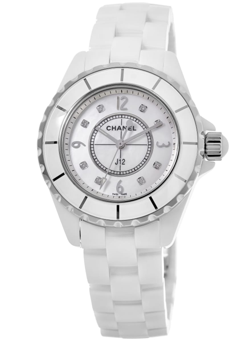 Chanel J12 White Ceramic Diamonds Quartz Ladies Watch H2422