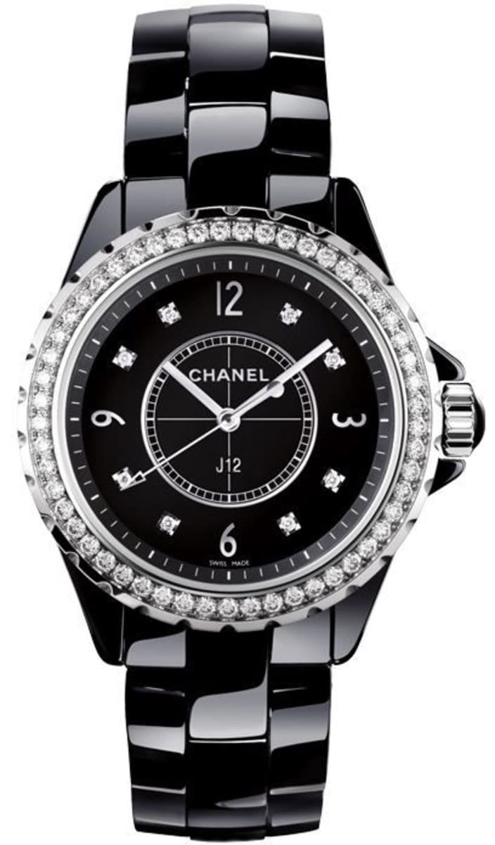 Chanel J12 Classic ceramic & Steel Brilliant-cut Diamond Bezel Women's Watch  H2571