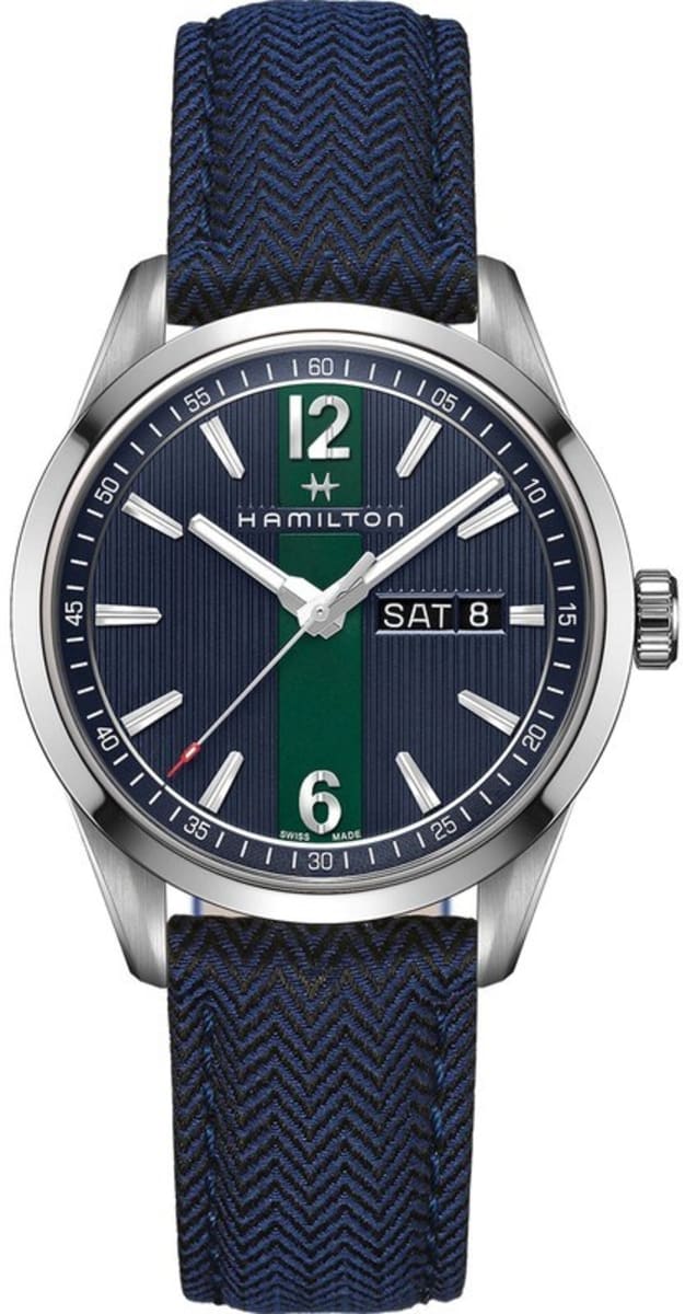 Hamilton Broadway Day Date Quartz Blue Dial Blue Textile Strap