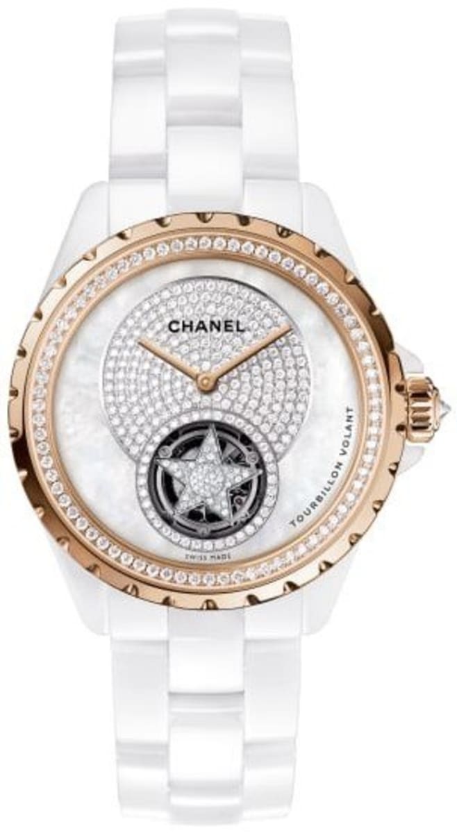 Chanel J12 Flying Tourbillon Mother of Pearl Dial White Ceramic Strap Women's Watch H4563