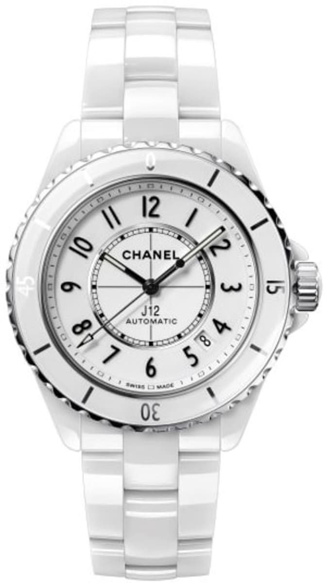 Chanel J12 H6186 White Ceramic & Stainless Steel Watch White Dial