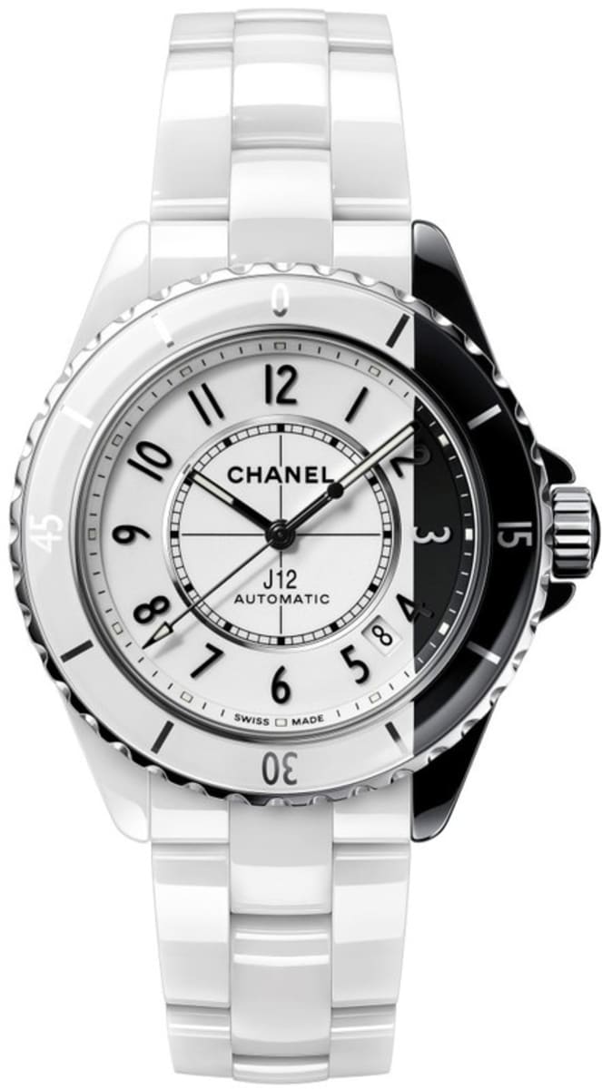 Chanel J12 Classic ceramic & Steel Brilliant-cut Diamond Bezel Women's  Watch H2571