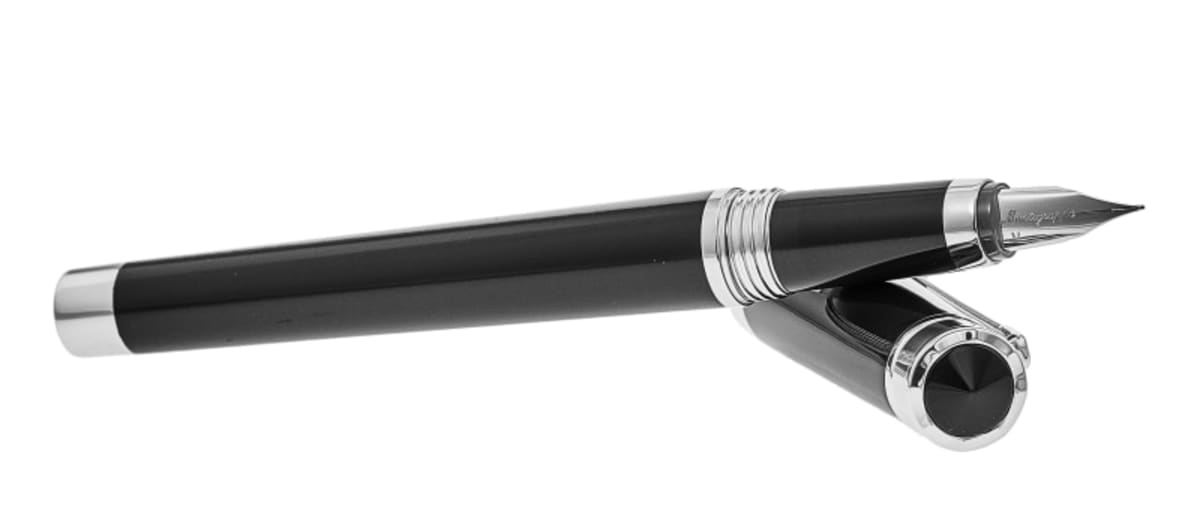 Stylo Luxueux Montegrappa Italy Parola - Bille/Plume - Finitions Plaqué Platine - Neuf