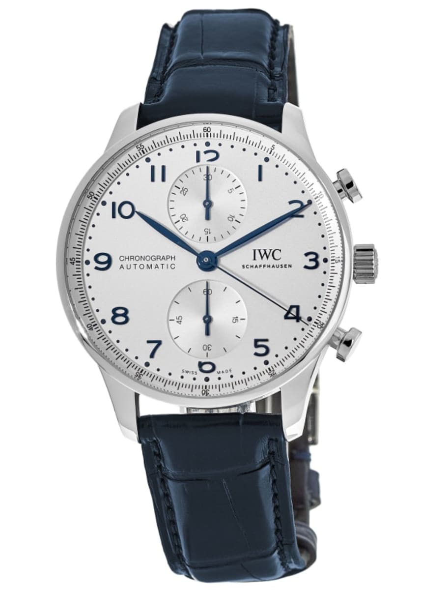 IWC Portugieser Automatic Chronograph Silver Dial Blue Leather Strap