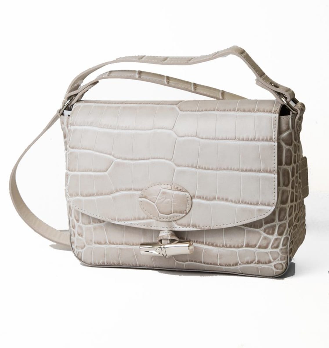 7285 LONGCHAMP Cuir English Embroidery Crossbody IVORY