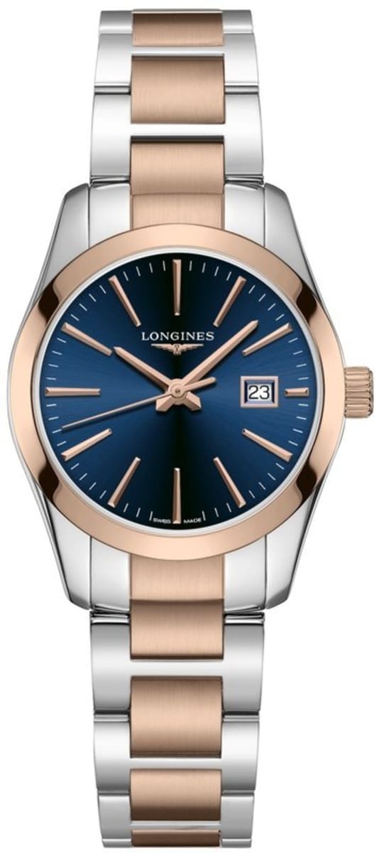 Longines Conquest Classic Blue Dial Stainless Steel and Rose Gold PVD ...