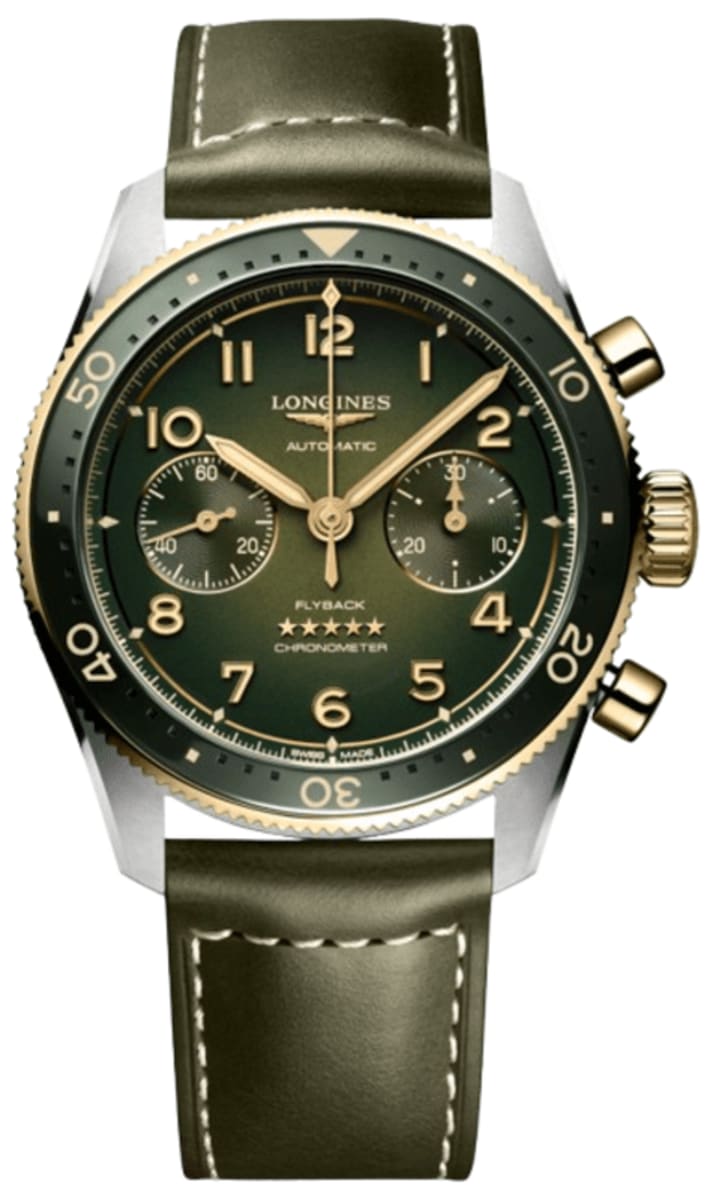 Longines Spirit Flyback Automatic Chronograph Green Dial 18K