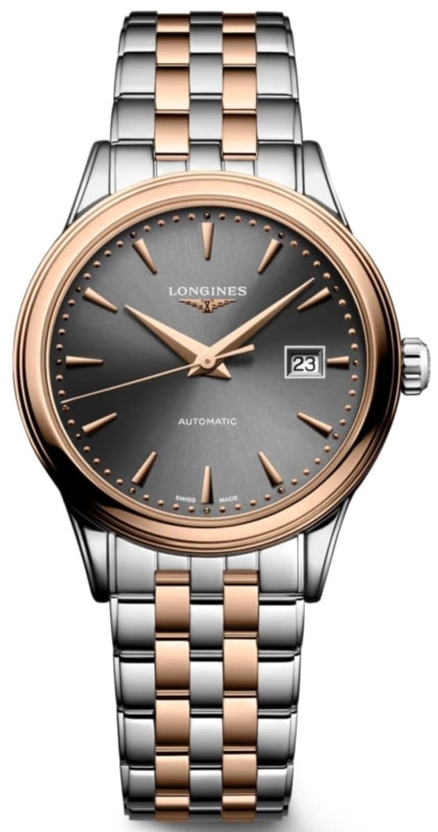 Longines Flagship Automatic Grey Dial Steel and Rose Gold Women's Watch ...