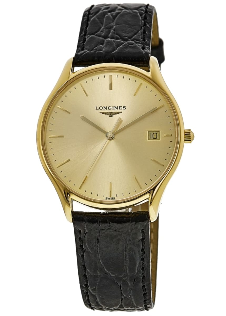 Longines Lyre Quartz Champagne Dial Leather Strap Unisex Watch L4.759.2 ...