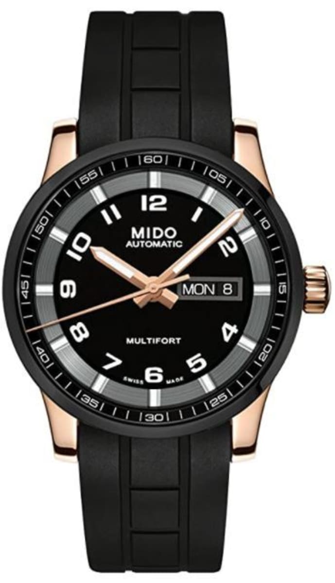 Original MIDO Multifort M005417A / M005430A Black Rubber 22mm Watch Band Strap e