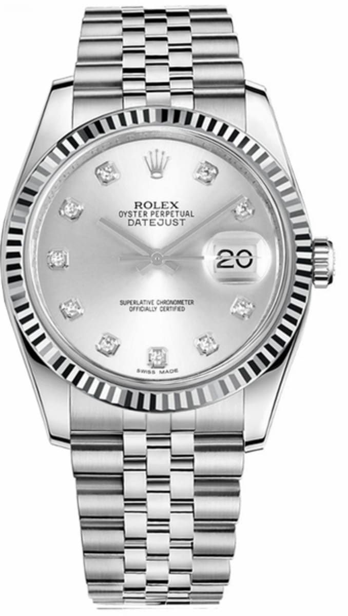 Rolex Datejust 36 Silver Diamond Dial 