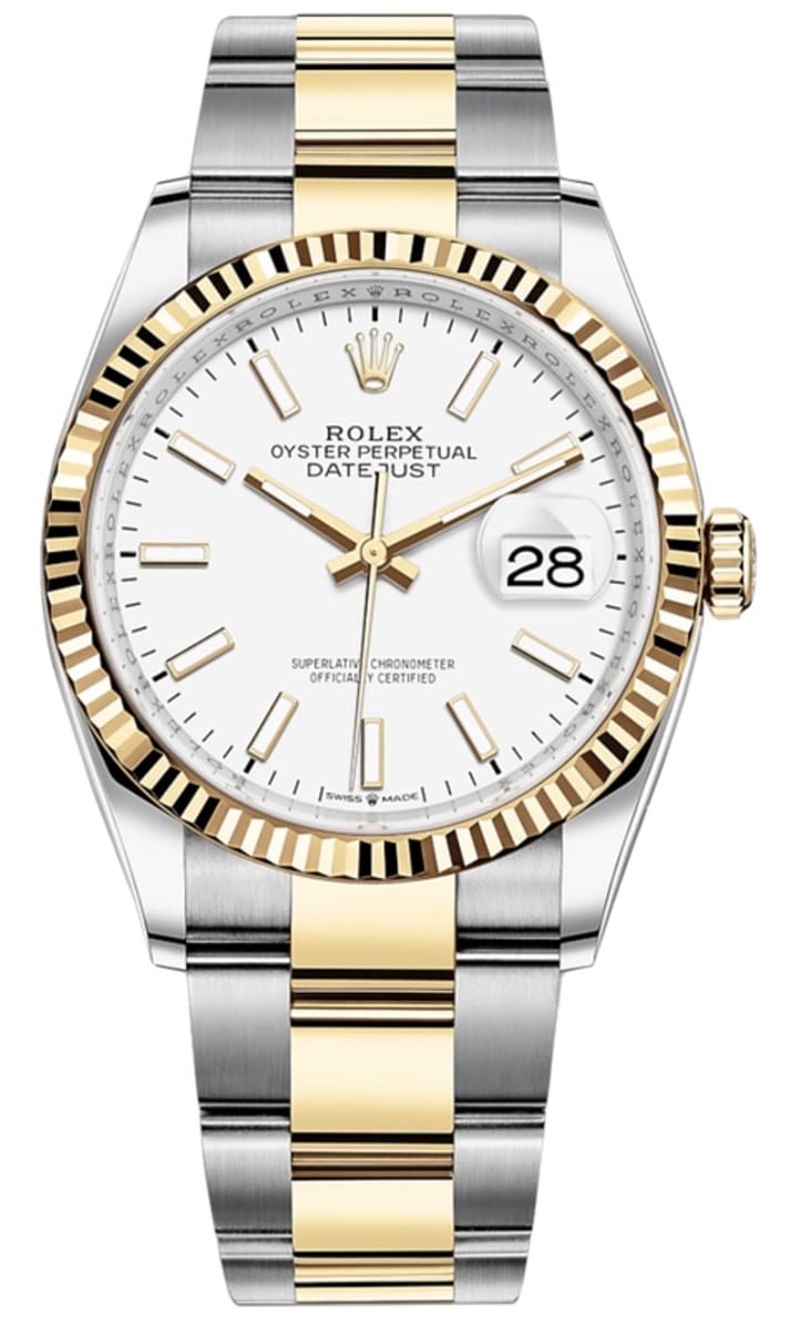 sanger Ubevæbnet Forudsige Rolex Datejust 36 Steel & Yellow Gold White Dial Women's Watch M126233-0020