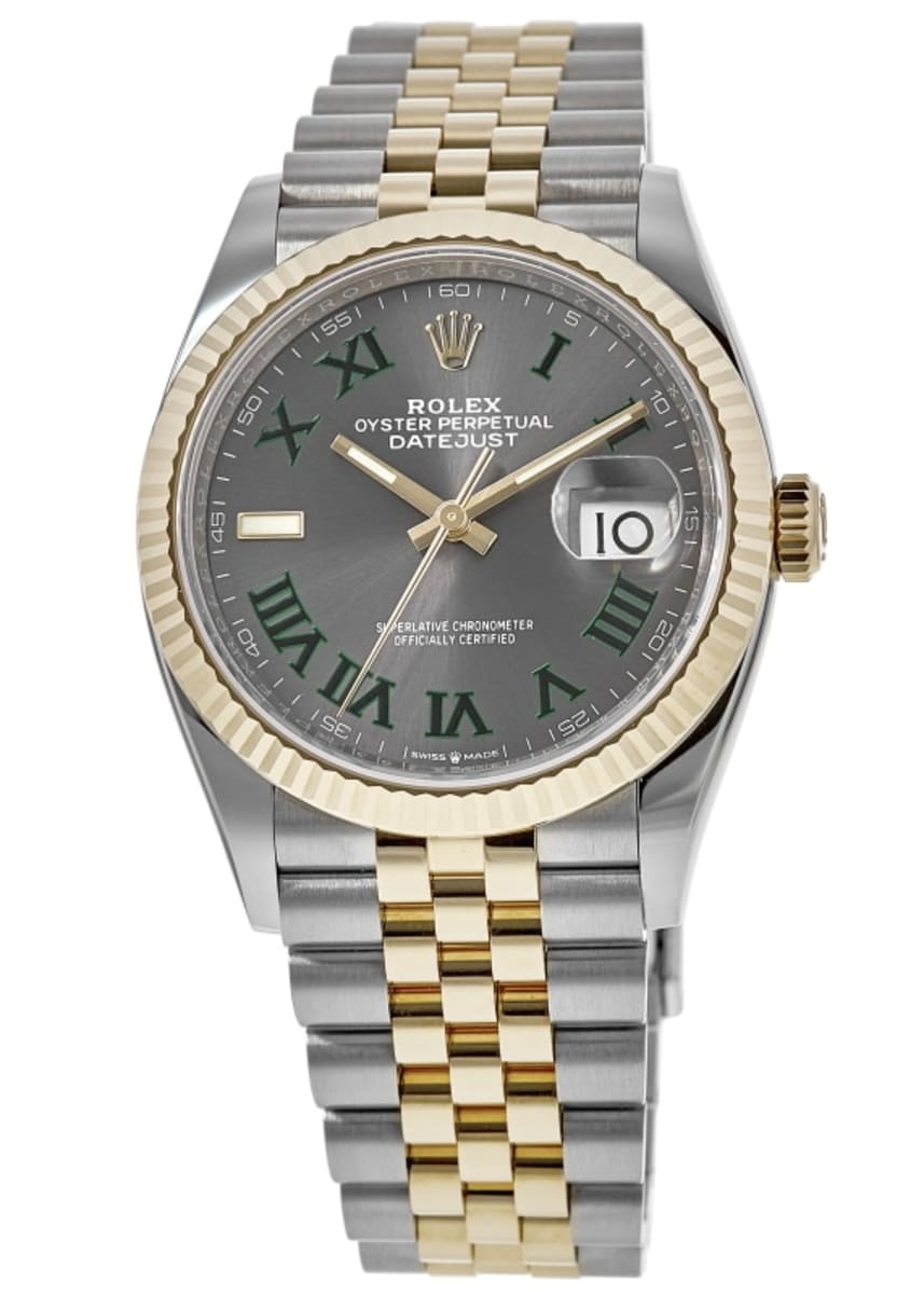 Rolex Datejust 36 Steel and Yellow Gold Slate Wimbledon Dial Jubilee Womens Watch M126233-0035