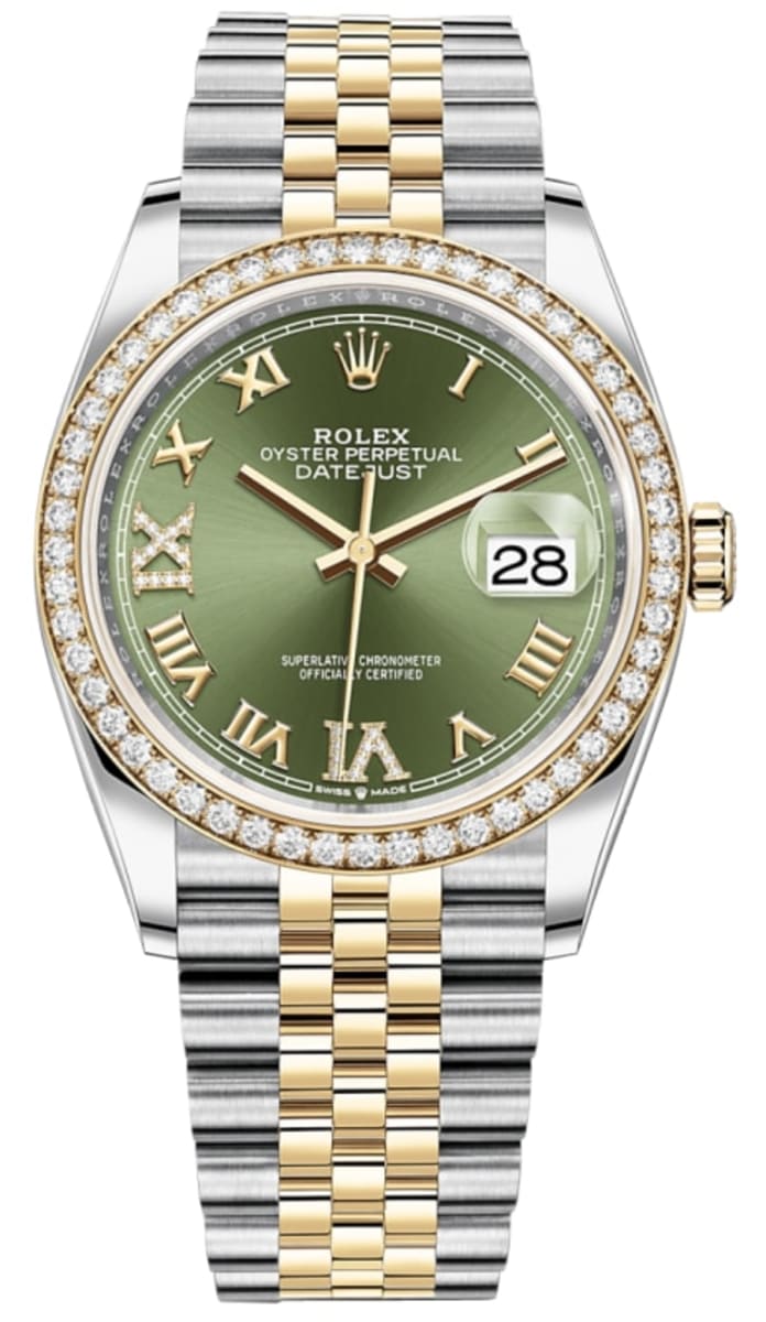 Rolex Lady-Datejust 31 Yellow Gold Olive Green Diamond Dial