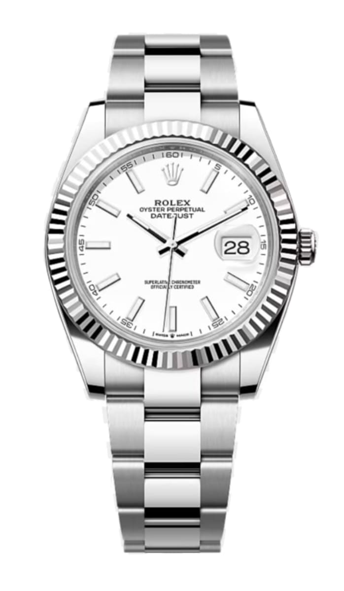 Rolex Datejust 41 Stainless Steel And White Gold White Dial Men's
