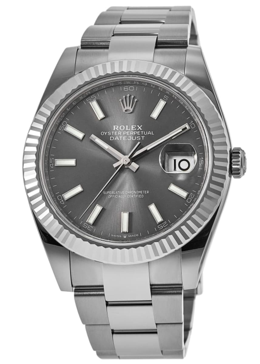 wafer kontroversiel Forsøg Rolex Datejust 41 Steel & White Gold Fluted Bezel Slate Dial Oyster Men's  Watch M126334-0013